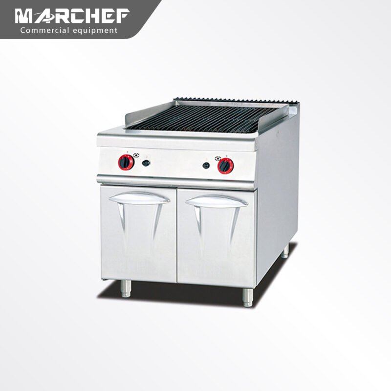 Marchef Commercial Freestanding Lava Rock Gas Grill with Cabinet MF-789