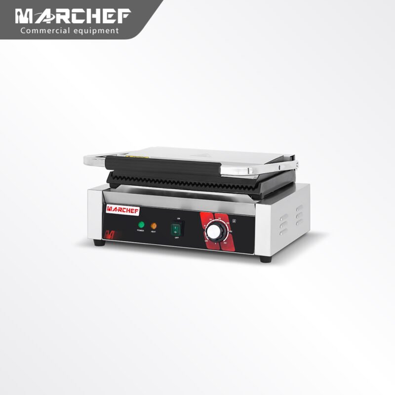 Marchef Commercial Panini Grill Full Ribbed PG-811A