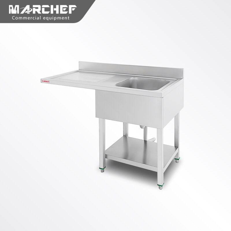 Freestanding Commercial Stainless Steel Single Sink with Plateform & Undershelf SX-126