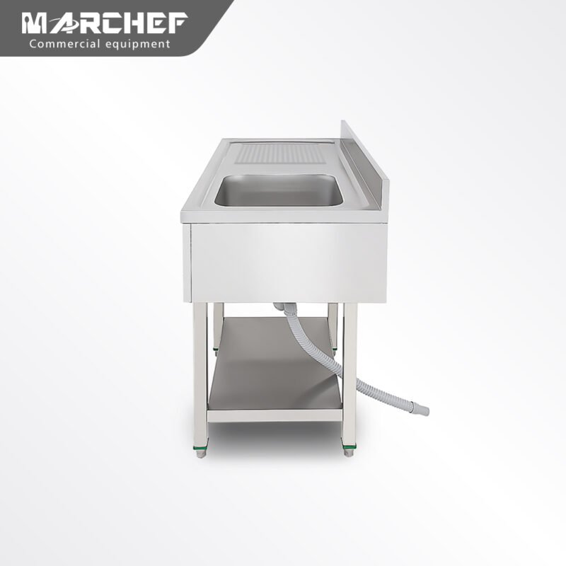 Freestanding Commercial Stainless Steel Single Sink with Plateform & Undershelf SX-126