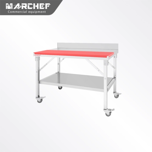 Marchef Kitchen Stainless Folding table with sticky board and wheels SZT-9061
