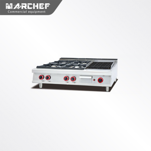 Commercial Stainless Steel Gas Range 4 Burners and lava grill MF-799-1