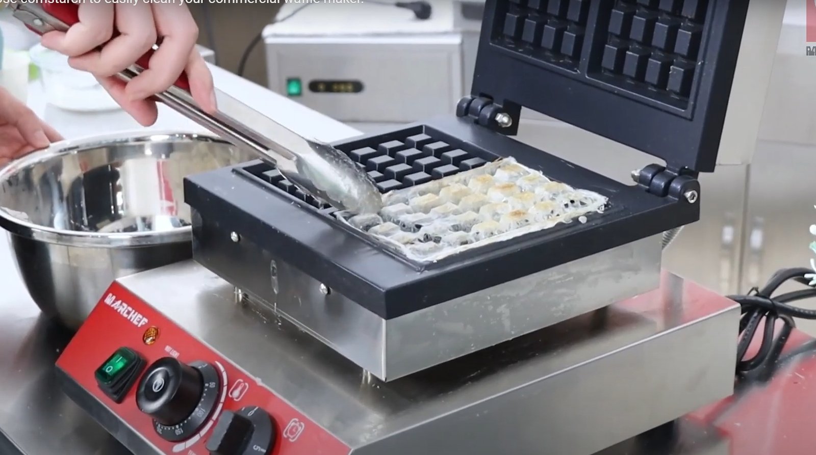 Use cornstarch to easily clean your commercial waffle maker