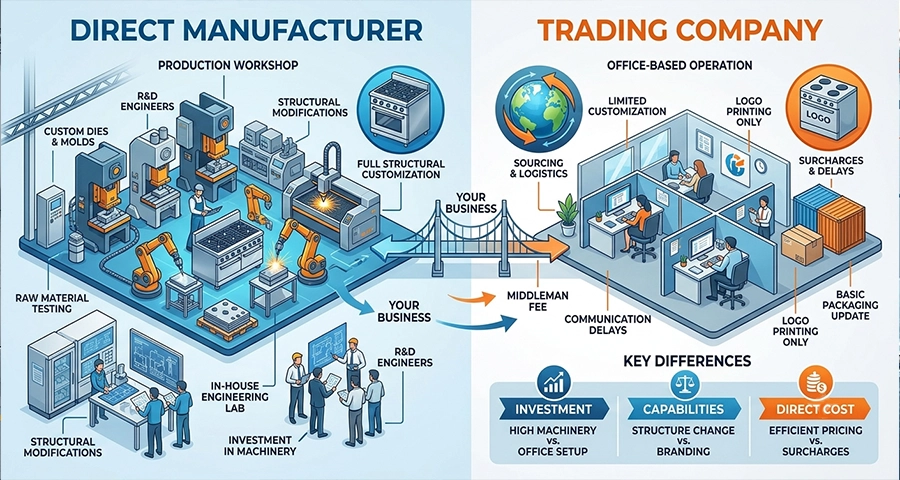 Direct Factory Floor vs Trading Company Showroom
