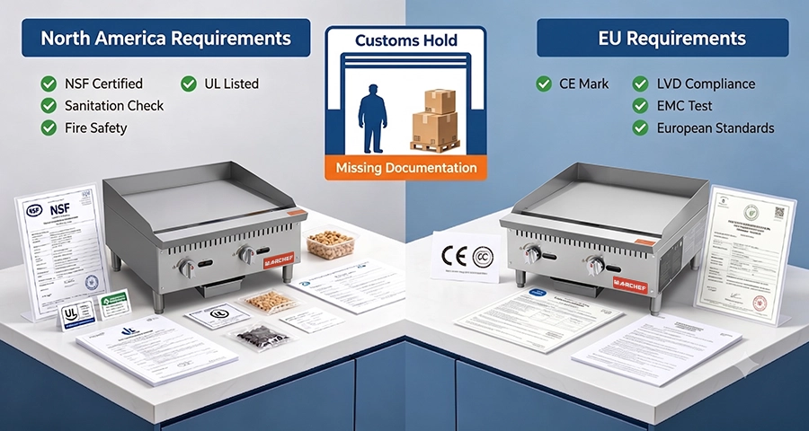 Griddle Certifications CE UL NSF certifications for commercial kitchen equipment