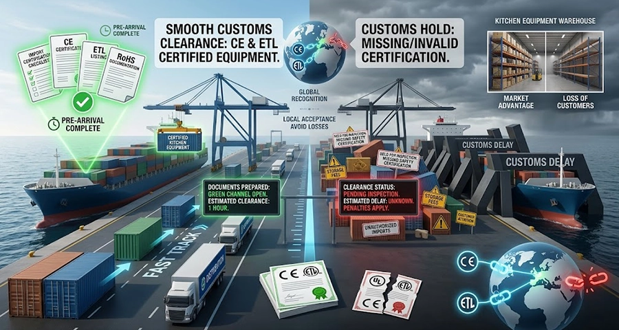CE & ETL Compliance certified kitchen equipment ready for export