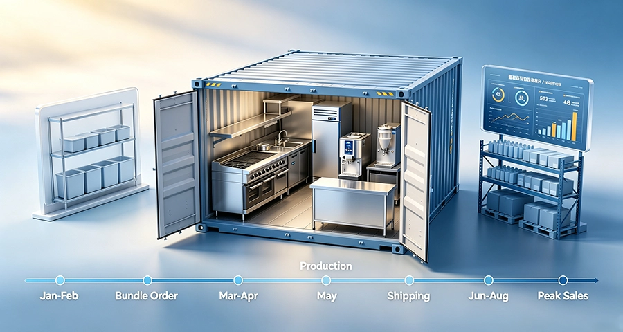 Supply Chain & Stock Readiness kitchen equipment inventory ready for shipping