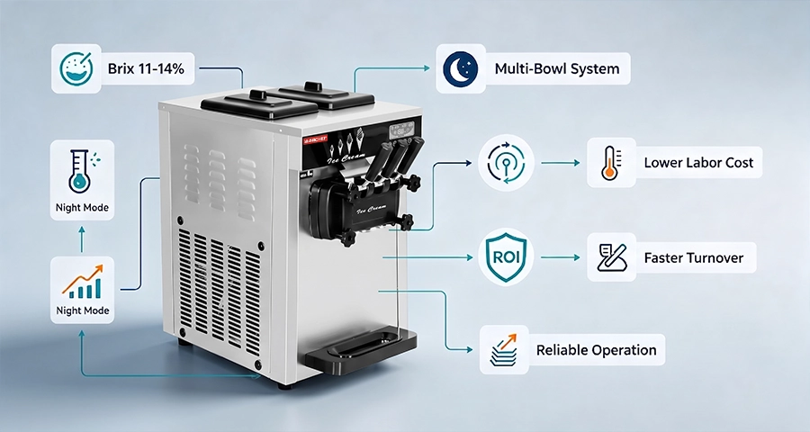 Continuous Discharge Slush Machine high output continuous discharge slush machine