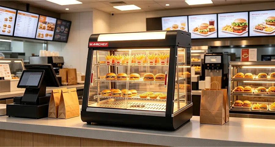Commercial heated holding cabinet for food hold times
