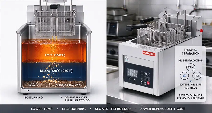 commercial fryer cold zone design oil cost savings